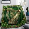 1Pc St.Patrick's Day Print Flannel Blanket, High Quality Comfortable for All Seasons, Home Decor, Warmth and Comfort, Perfect for Christmas Gifts W73