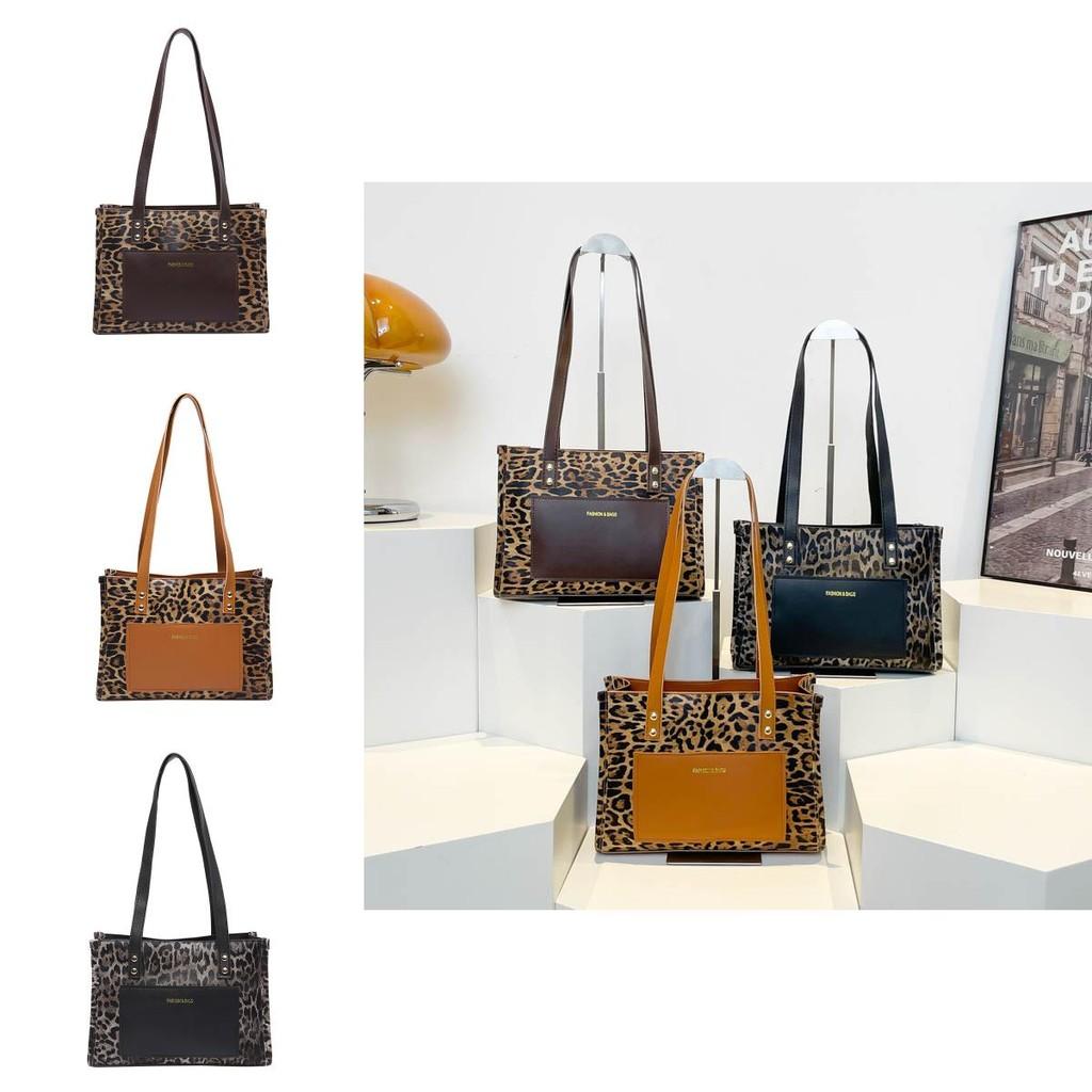 Fashionable Print Leopard Large Tote Bag For Women Stylish Pu Handbag Shoulder
