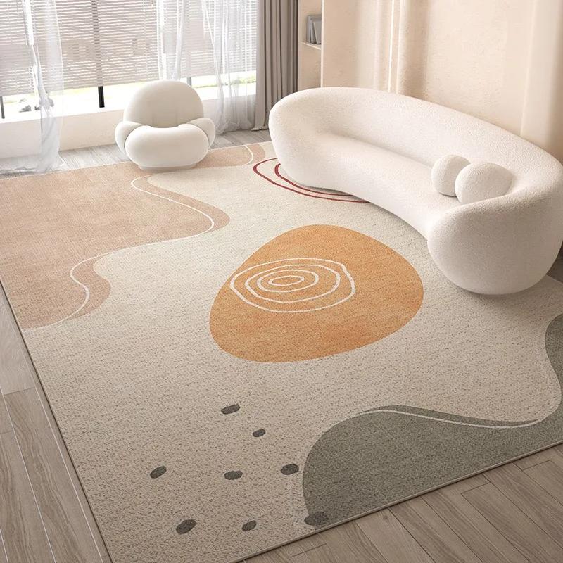 Cream Style Line Living Room Floor Mat, Large-Sized Sofa, Coffee Table Blanket, Bedroom Carpet, Home Decoration