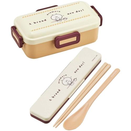 Skater Chopsticks and Spoon Combo Set, 18cm, Antibacterial, Bento Box, Adult Size, Silent Silicone Cushions, Made in Japan, Usamaru CCS3SAAG-A