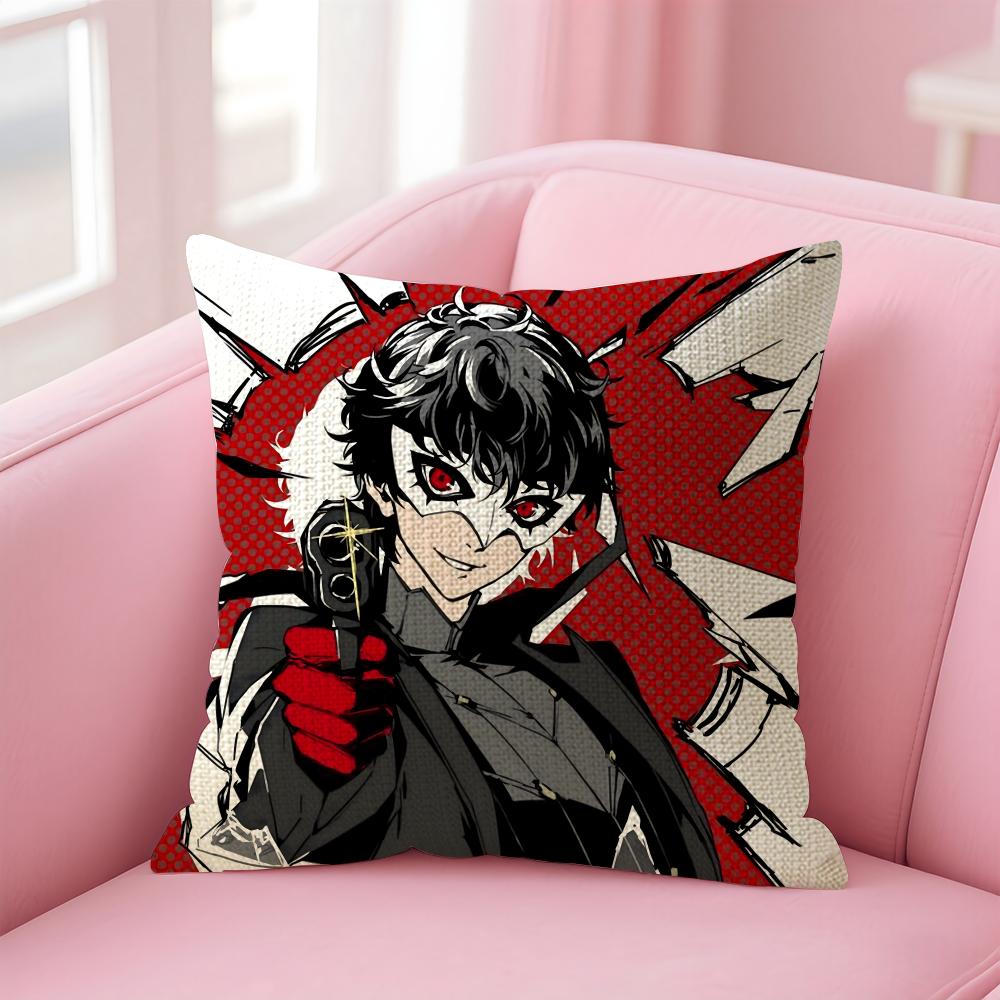 Anime Game PPersona  Cushion Cover Natural Linen Pillow Case DoubleSided Print Decorative Sofa Pillowcase Home Decor Gift