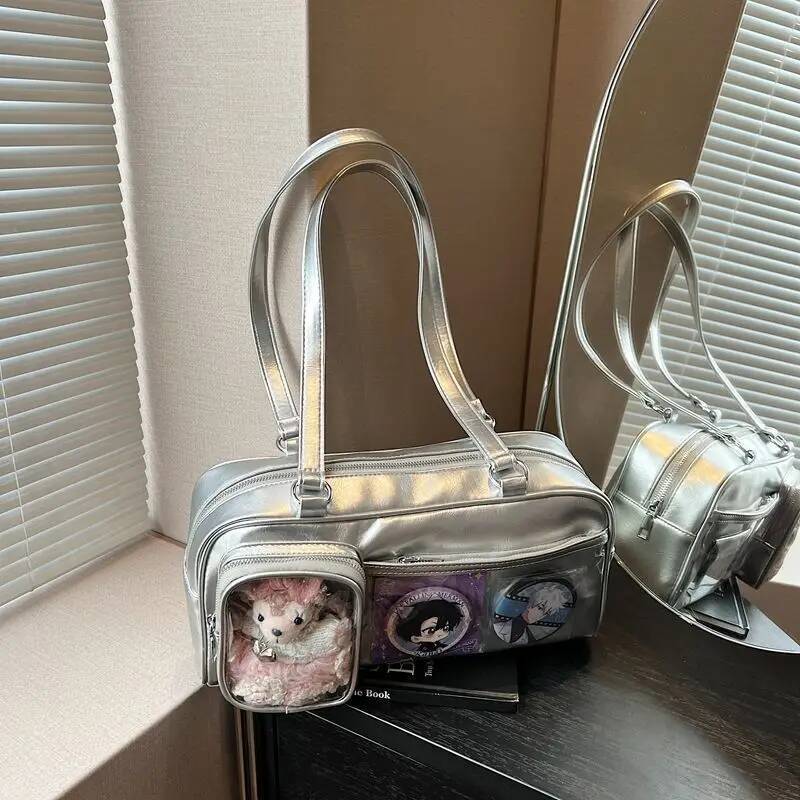 New Cute Ita Bag Large Capacity Fashion Shoulder Bag Lolita Girls Transparent Cosplay Handbag DIY Badge Display Underarm Bag