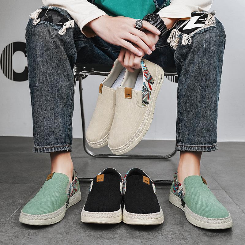 2024 New Summer Men's Shoes Canvas Shoes Casual Board Shoes One Pedal Lazy Men's Old Beijing Cloth Shoes Trend Breathable