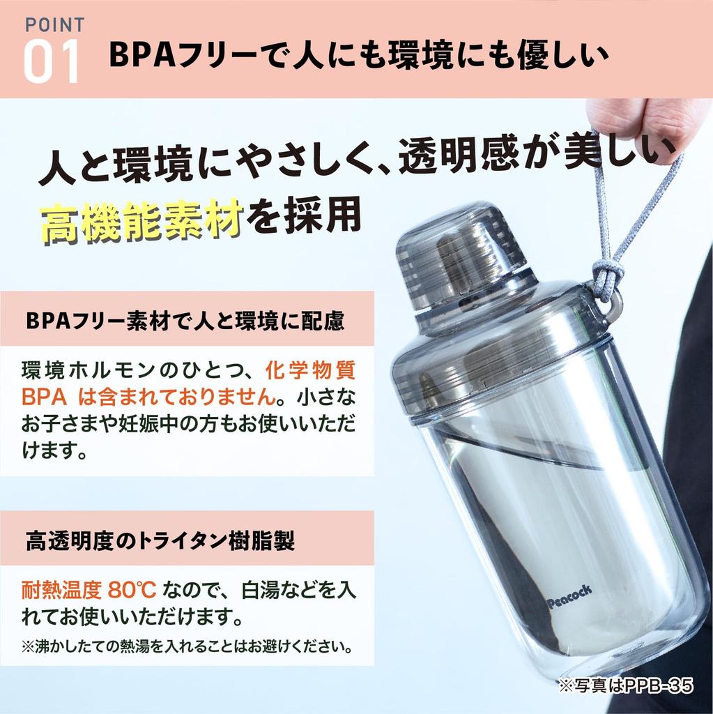 Clear Bottle 340ml Smoked Water Bottle Lightweight Shaker XH The-peacock PPB-35