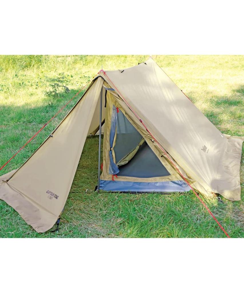 CAPTAIN STAG Solo Tent Pup Tent Solo Base 1 Person UV Cut Aluminum Pole Water Pressure Resistance Fly 3000mm Khaki Trekker 2000mm/Floor UA-63