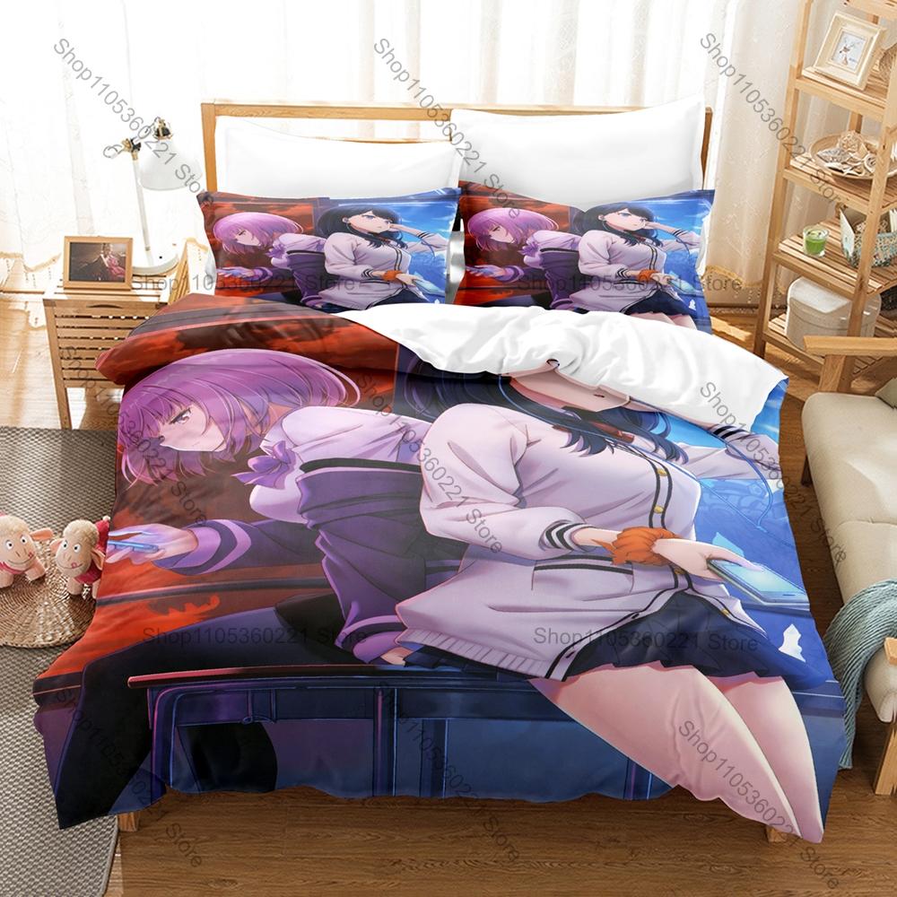 Anime SSSS Gridman Bedding Set, Duvet Cover & 2 Pillowcases, Robot Character Pattern Breathable Fabric All Season Use