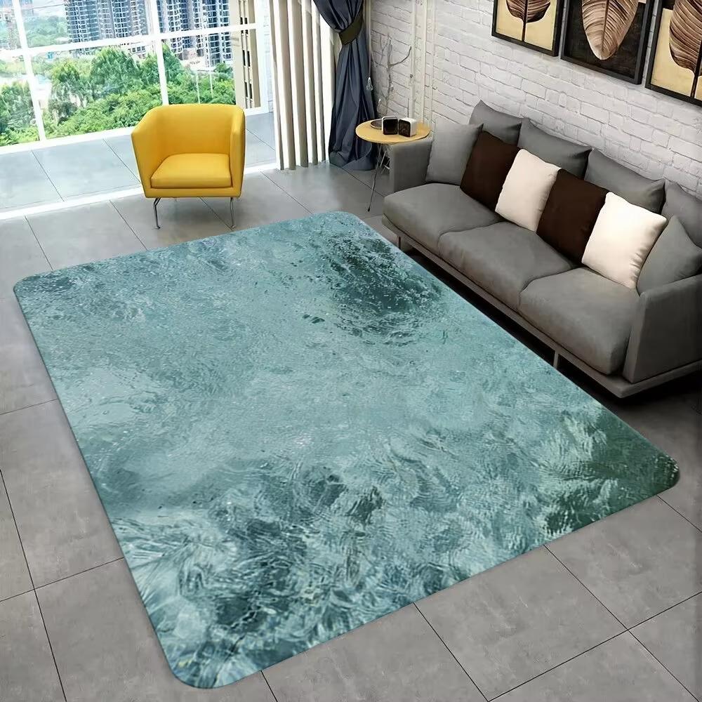 3D Beach Wave Inspired Carpet for Living Room Decor Lounge Sofa Area Rug Home Bedside Area Rug Balcony Kitchen Table Floor Mat
