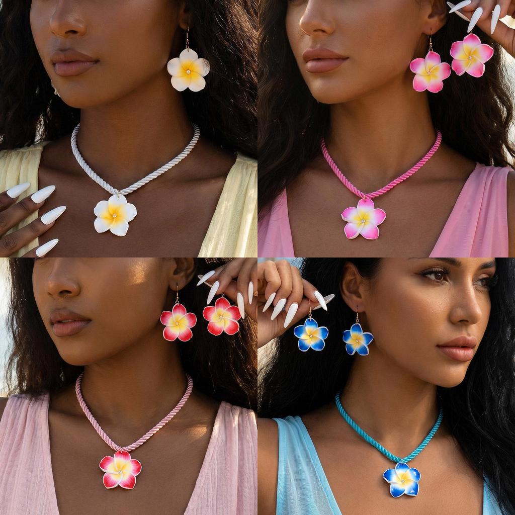 Geometric Resin Pendant Necklace Set For Women With Punk Style And Circle Elements