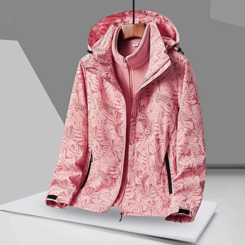 2023 autumn and winter new three-in-one removable sports outdoor jacket men's and women's autumn and winter camouflage two-piece set