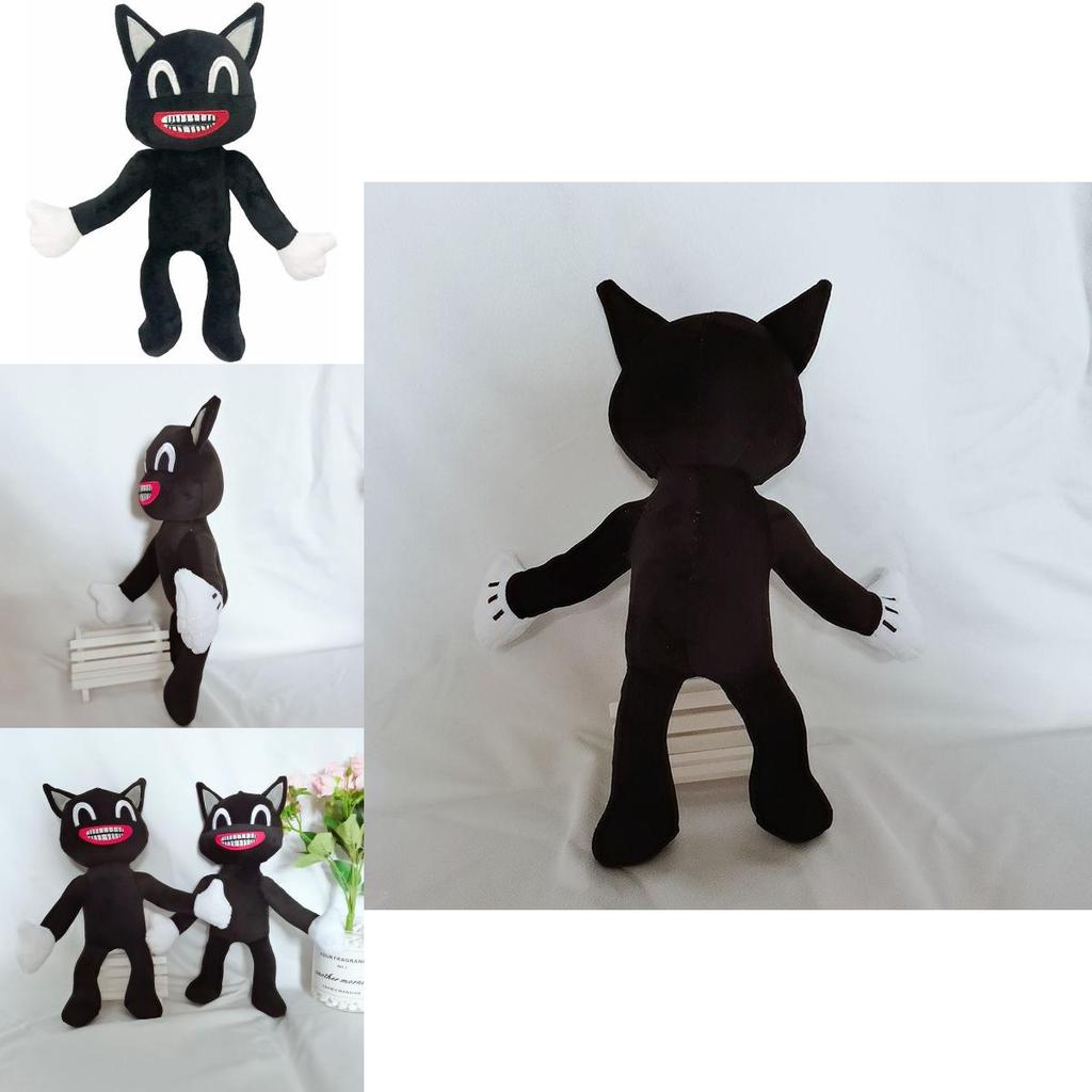 Adorable Black Cartoon Cat Plush Toy Stuffed Doll Perfect For Halloween Decorations