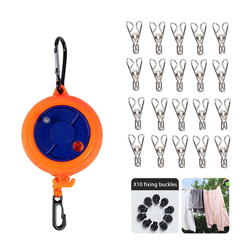 

Портативная веревка для сушки белья, регулируемая, 33 фута, для кемпинга, для отеля оранжевый