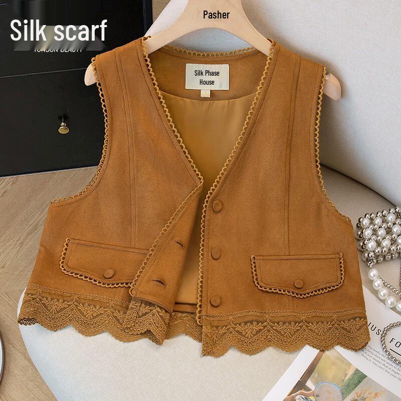

Women s Retro Lace Patchwork V-Neck Vest S