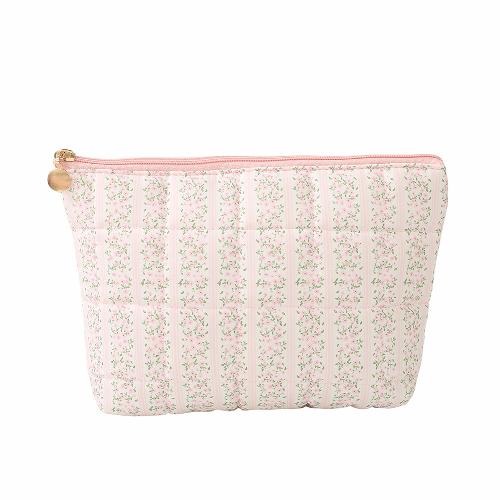 New Floral Quilted Large Plaid Cosmetic Bag Large-capacity Three-dimensional Hand-held Bubble Grid Fashion Pleated Storage Toiletry Bag