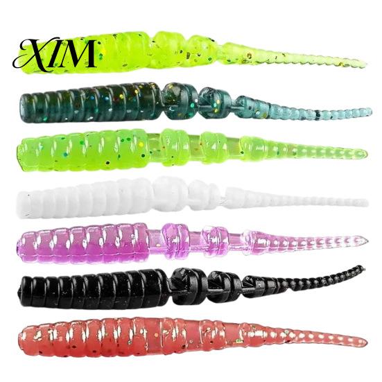 Bass Fishing Lures 50Pcs Bionic Worm Soft Bait, 40MM/0.37g 50MM/0.45g Artificial Lure with Needle Lightweight Baits Tail, Swim for Freshwater