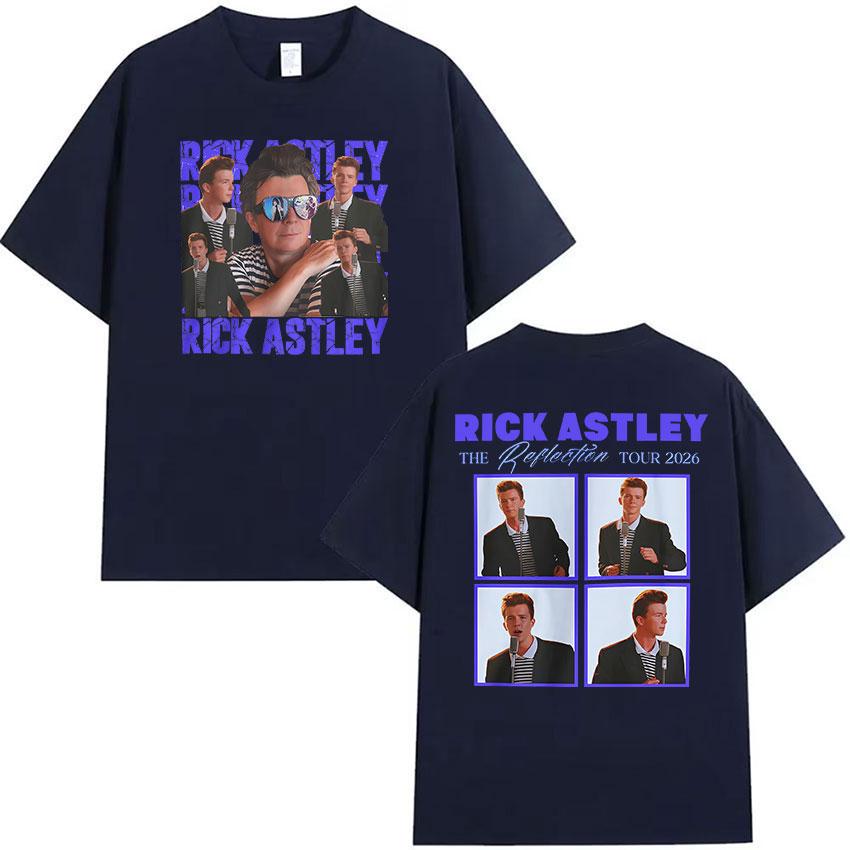 Rick Astley The Reflection Tour 2026 Magliette Grafiche Unisex Vintage Cotone Oversize Maglietta Estiva Abbigliamento Alta Qualità Maglietta