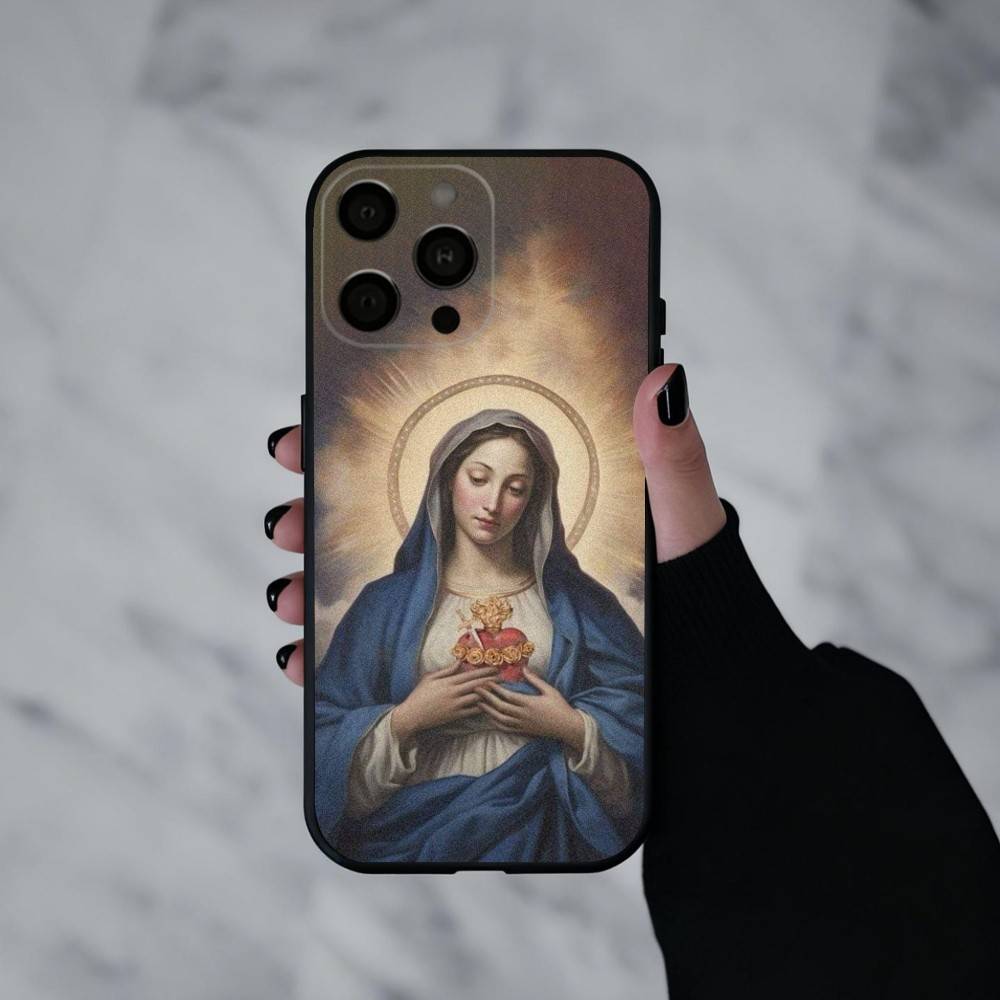 Virgin De Guadalupe Phone Case For iPhone 17pro,16,15,14,13,12,11 Plus,Pro Max,XS,Soft Silicone Black Cover