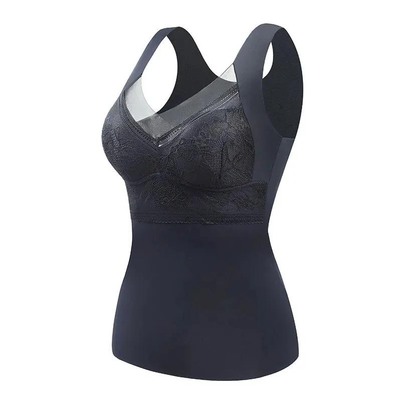 Woman Thermal Underwear Thermo Lingerie Winter Soft Warm Top Wear Thermo Vest Undershirt Intimate Lace with Bra Padded