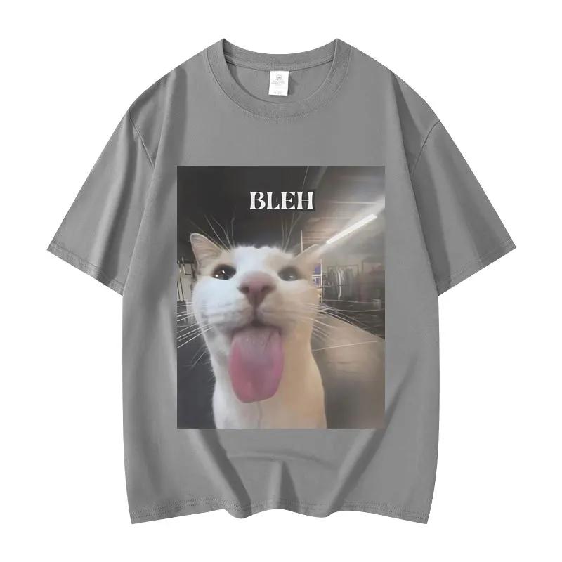 Bleh Vtipné Kočičí Meme Grafická Trička Pánské Dámské Oblečení Módní Trend High Street Trička Letní Ležérní Tričko s Krátkým Rukávem