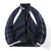 Stand Up Collar Contrasting Ribbon Style Outdoor Casual Sports Men's American Knitted Jacket