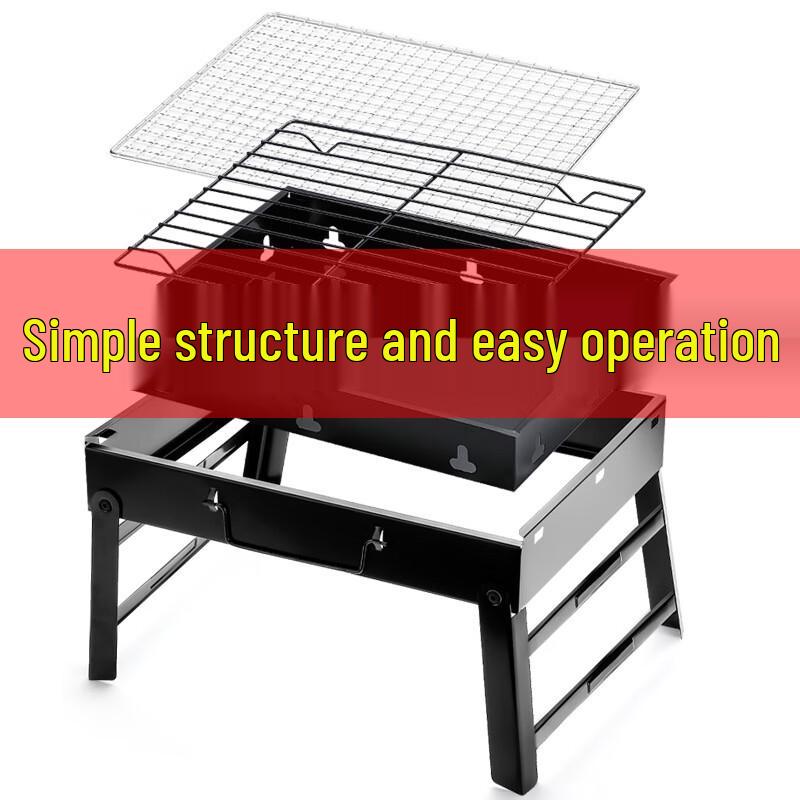 Large Foldable Portable Charcoal BBQ Grill with Seasoning Plate