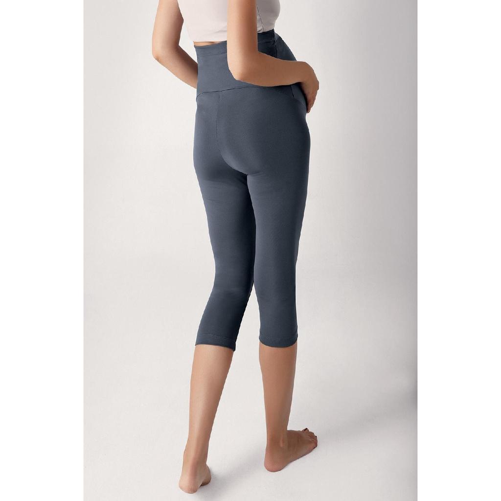 Adjustable High Waist Flexible Gathering Below Knee Capri Maternity Tights T08