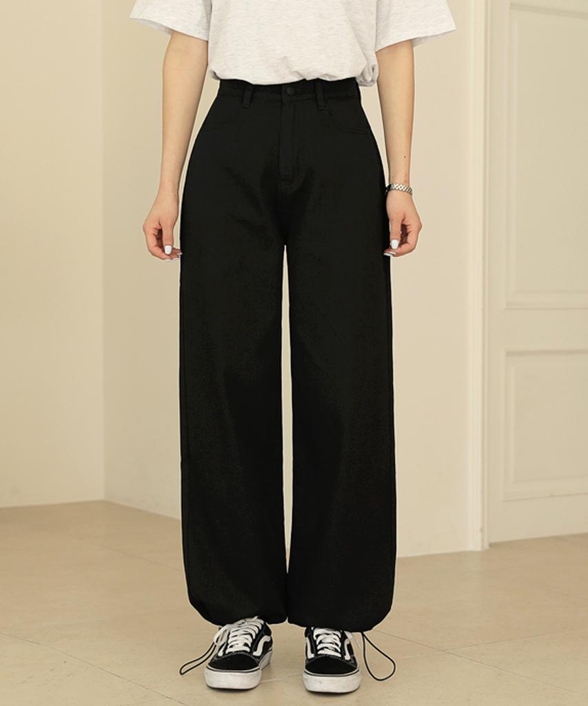 Ppaeppae Tight-Hem Jogger Long Wide Cotton Pants