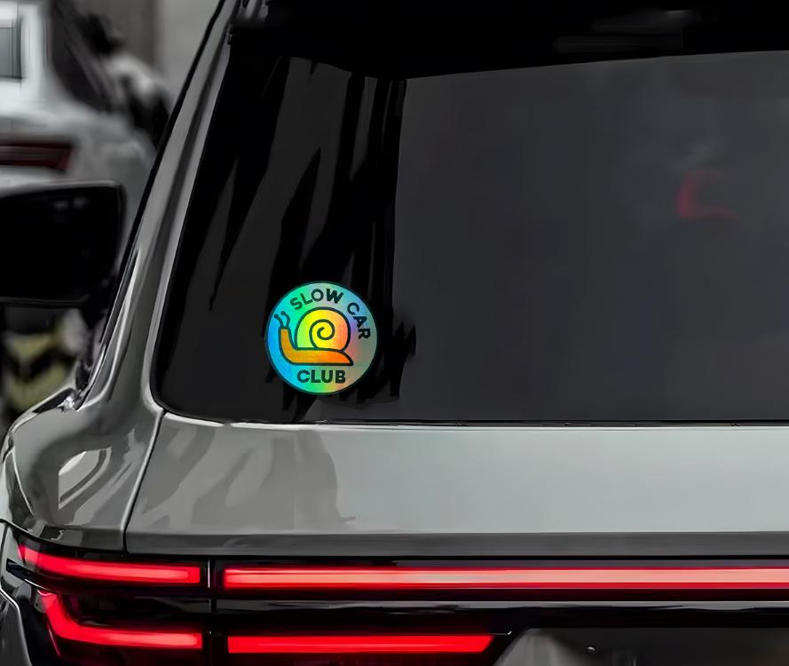 1pc JDM Snail Slow Car Emblem Sticker, Static Cling Decal for Car Windshield Triangle Window