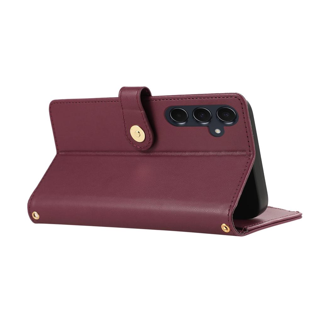 For Samsung Galaxy A16 4G/5G/A26 5G Case Multi Card Slots Zipper Rhombus Leather Phone Cover with Wrist Strap