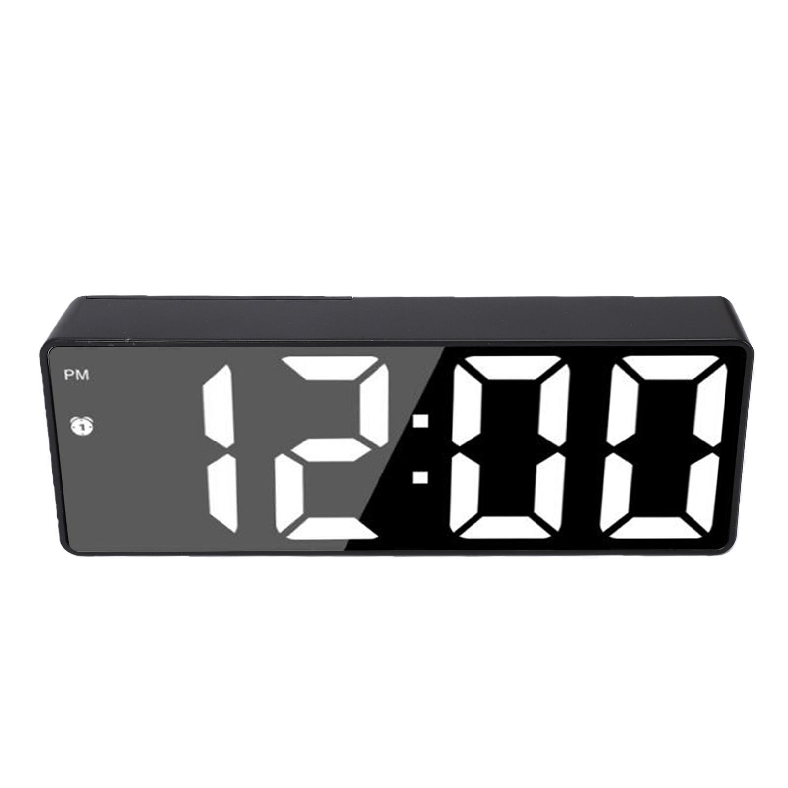 LED Mirror Alarm Clock Smart Digital Clock with Voice Control Multifunction Large Display Silent Movement