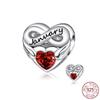 New 925 Sterling Silver Birthstone Heart Pendant Letter Series Bead Fit Original Fashion Charms Bracelet Women Jewelry Diy Gift