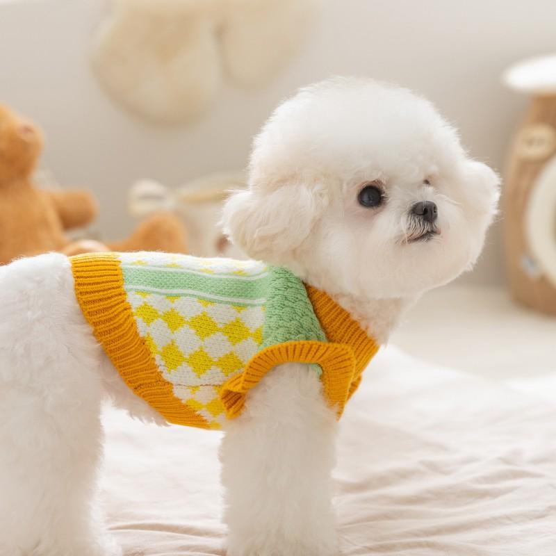 Warm Pet Sweater Small Medium Dogs With Colorblock Knitwear Teddy Poodle