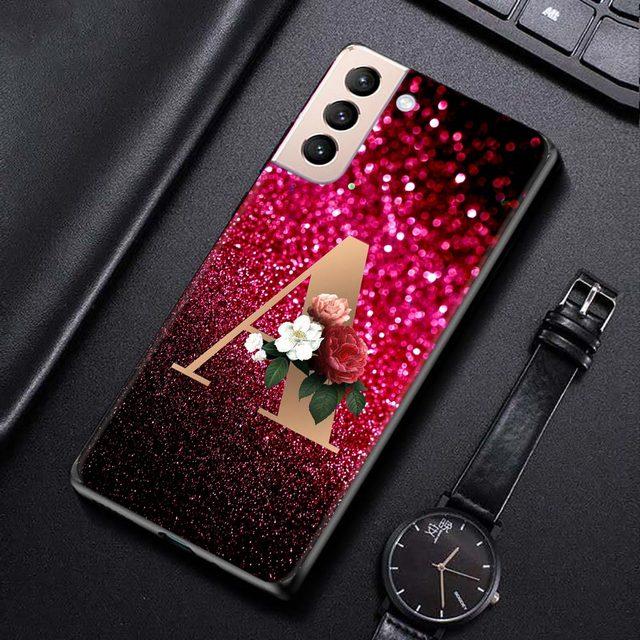 Red Retro Letter A -Z Phone Shell For Samsung Galaxy S21 S20 S10 S9 S8 Plus Ultra 5g S10lite S10e S7edge S20 S21 Fe Cover Case