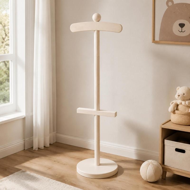 Wooden Baby Clothing Rack 2-Pack, Freestanding Hanging Stations, Baby Shower Centerpiece, Display Stand Hanger for Coat, Dresses, Uniforms, Hats, and