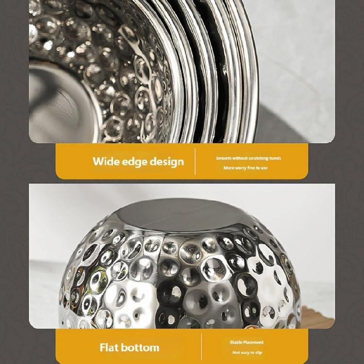 Heavy Duty 304 Nonrust Steel Hammered Salad Tray Serving Bowl Suitable For Family Gatherings And Outdoor Picnics