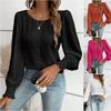 Women's Shirt Spring and Summer 2026 Round Neck Lace Casual Loose Women's Blouses Puff Sleeve Tops Vintage Elegant Solid Color Office Ladies Shirts