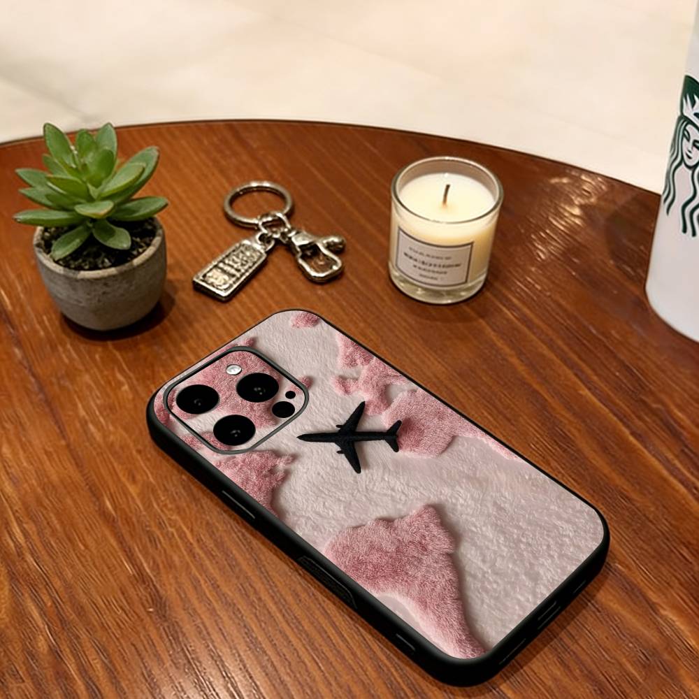 

Airplane route pattern Phone Case Soft Silicone black For IPhone 17 16 15 14 13 12 11 X XR Plus Pro Max Plus iPhone17