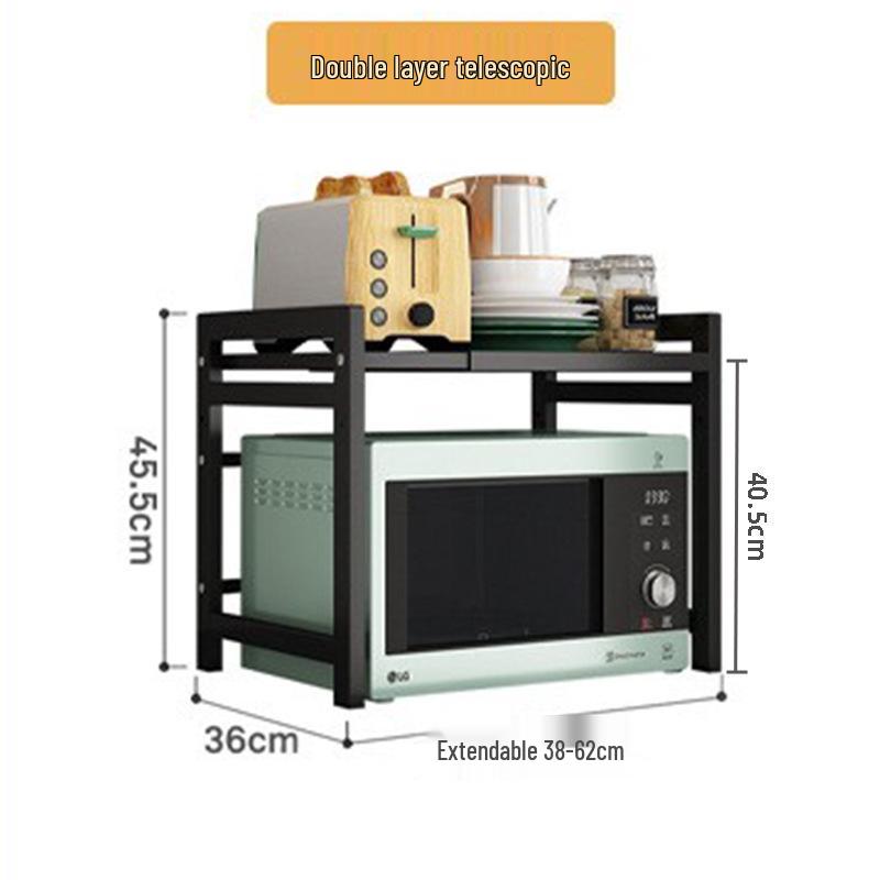 Retractable Multi-layer Kitchen Storage Rack for Microwave and Rice Cooker
