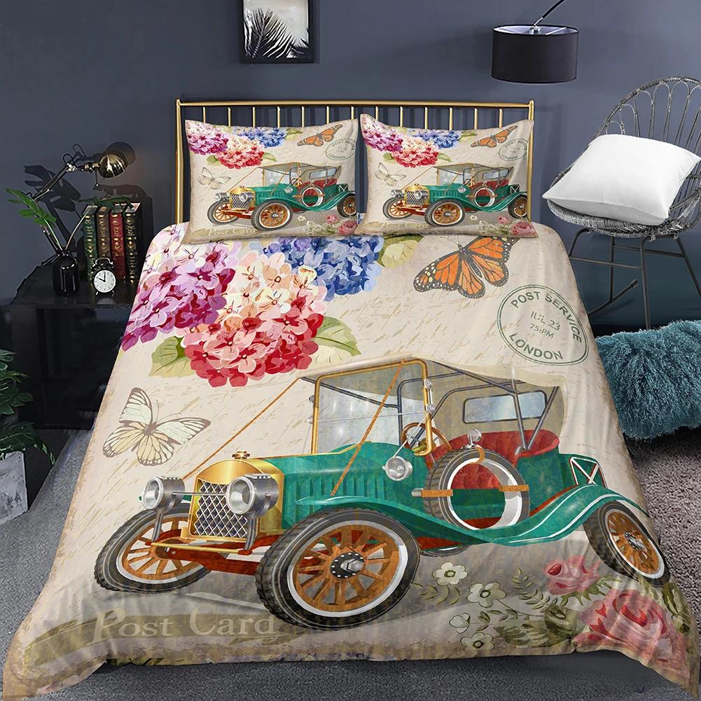 Housse de Couette Tour Eiffel Romantique Moderne Bâtiment de Ville de Paris Rouge et Bleu Housse de Couette pour Couple Accessoires Décor pour Adolescente