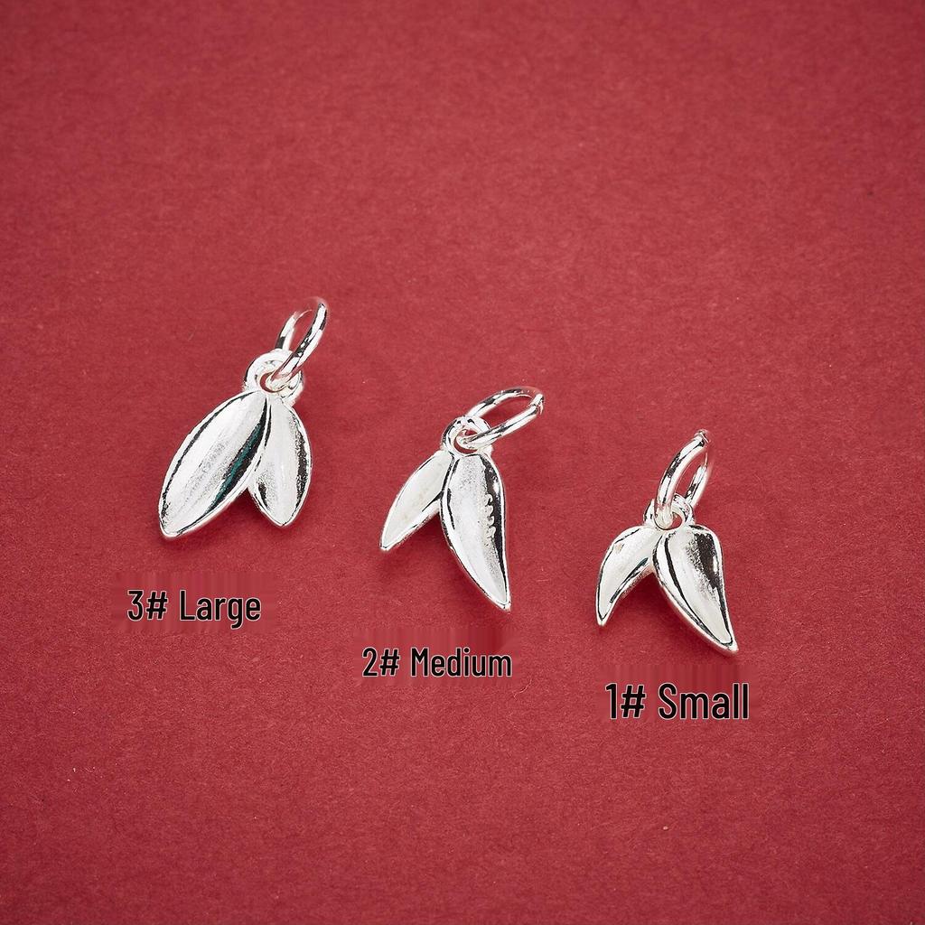 S925 Sterling Silver Bamboo Leaf Charm for DIY Bracelets & Necklaces