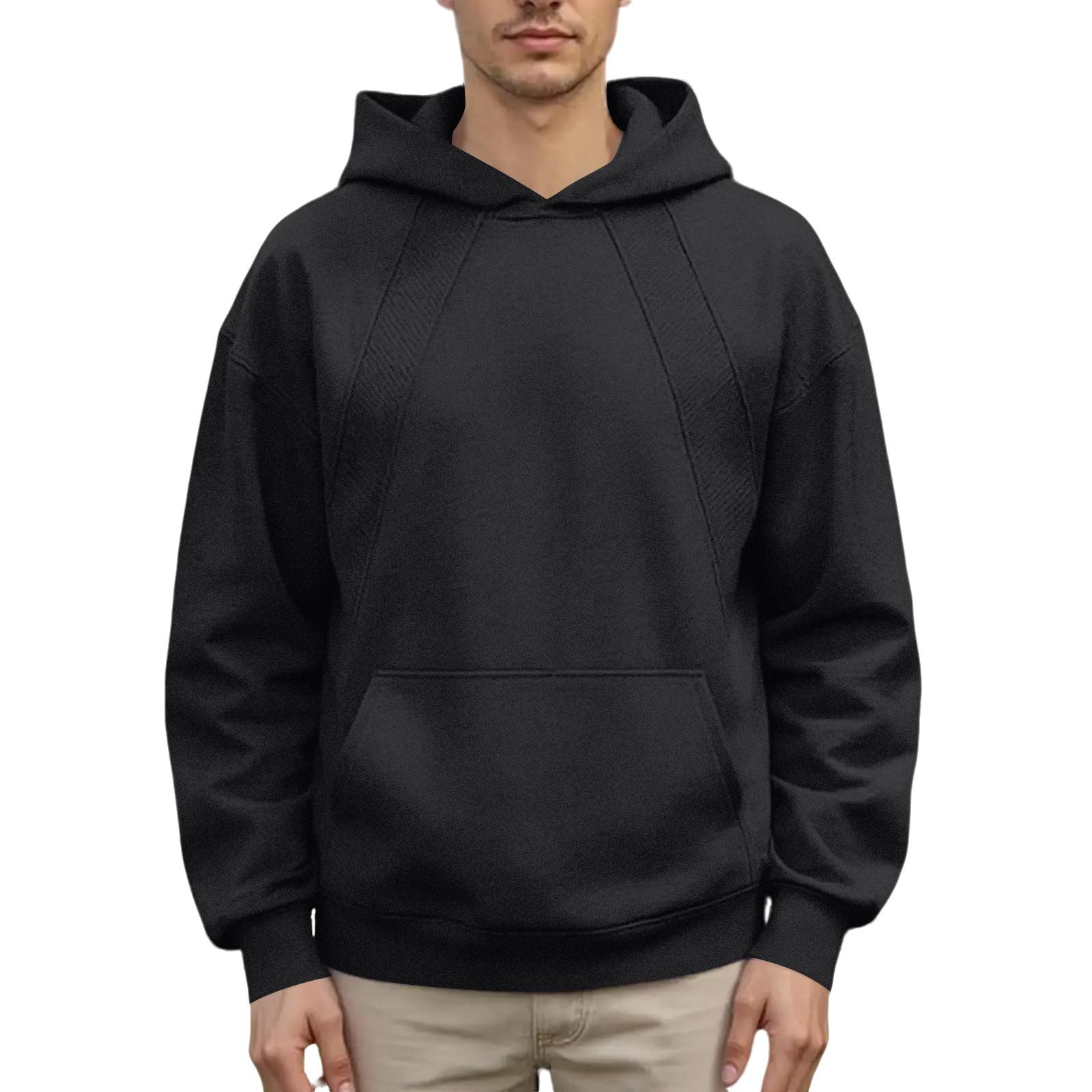 

Men s Hooded Sweatshirt, Contrasting Color Sweatshirt, Sports Casual Jacket L