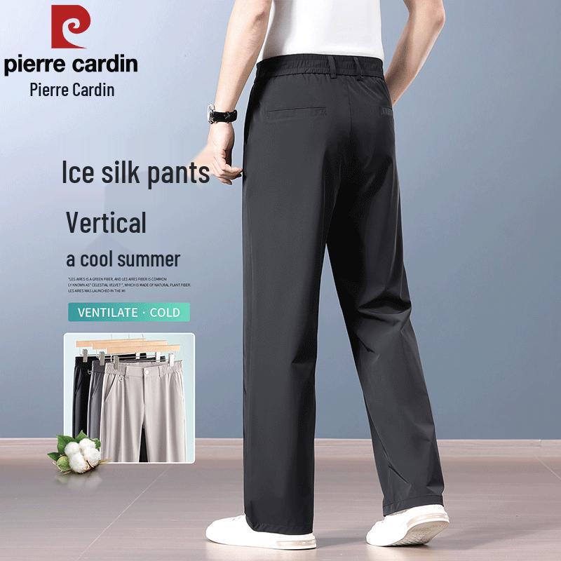 Pierre Cardin Men's Wrinkle-Free Ice Silk Straight-Leg Pants