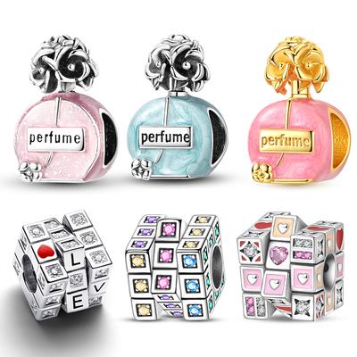 Original Charmscopper Rotatable Rubik'S Cube Series Charms Beads Fits 3Mm Original Bracelet For Women Diy Jewelry Gifts