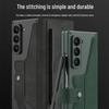 Samsung Z Fold 6 Armor Flip Leather Case with Pen Slot - Full-Wrap Business Shell