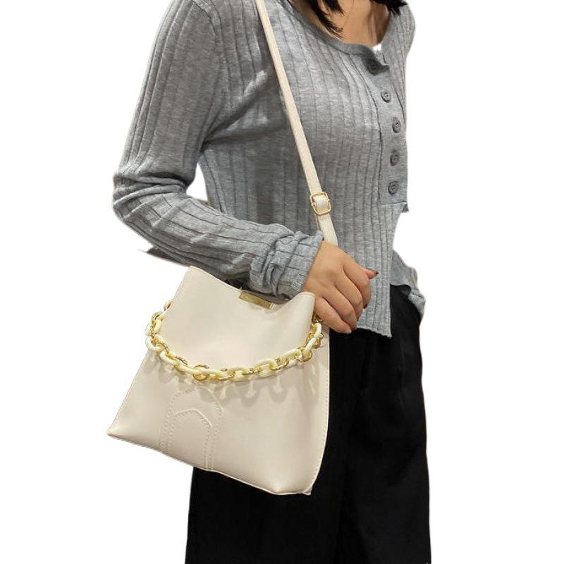 2024 Frühling Koreanische Mode Große Kapazität Strukturierte Bucket Umhänge- & Schultertasche für Damen