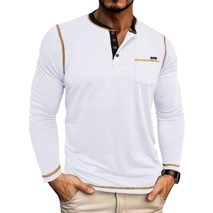 Men's Clothing Autumn Winter Plus Size Men's Casual Long Sleeve T-Shirt Men's Henley Shirt Four-Button Top