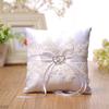 15x15cm Wedding Ring Pillow Lace Flower Ribbon Bowknot Rhinestones Party Decoration.