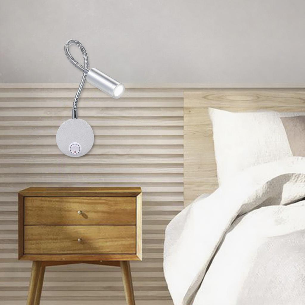3W LED Wall Light Bedside Lamp Soft Flexible Adjustable Tube With Switch for Reading Bedroom Cafe Shop Dresser