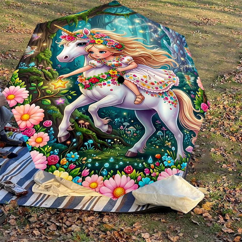 1PC Unicorn Fairy Umbrella-8-Rib Reinforced, Automatic Open, Lightweight & Durable, Fashion Accessory for Outdoor, J0394