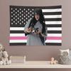1 Stück Billie Eilish Black Pink Amerikanische Flagge Wandteppich, Sänger Fan Wandbehang, Coole Zimmer Deko, Große Größe, Polyester 2D Druck, B