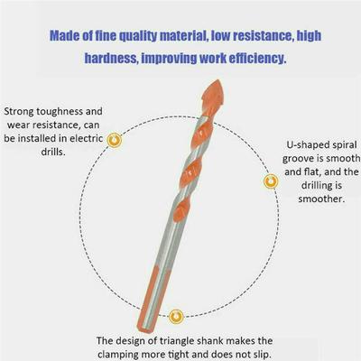 Multifunctional Triangle Drill Bits Set for Concrete Ceramic Tile Glass Brick Wall Plastic Wood Hand Drill Hole Opener Wood Tool